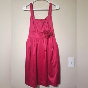 🇨🇦 Oasis 14 Pink Satin Rosette Tie-back Sleeveless Mini Dress with Pockets